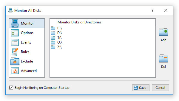 DiskPulse Disk Change Monitor Input Directories