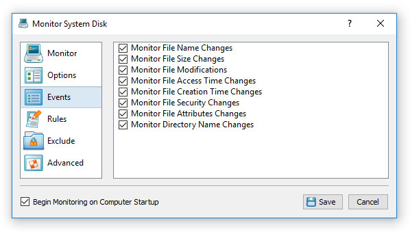 DiskPulse Disk Change Monitoring Events