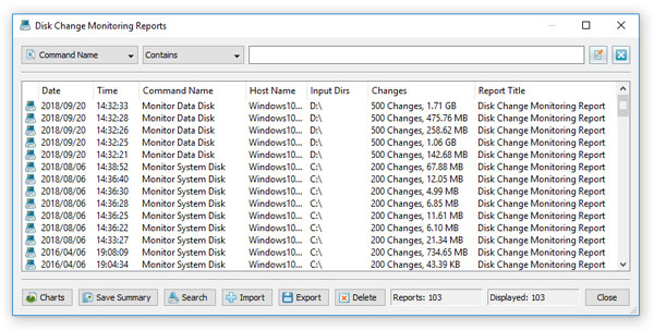 DiskPulse Disk Change Monitor Reports Database