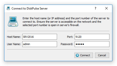 DiskPulse Disk Change Monitor Server Connect