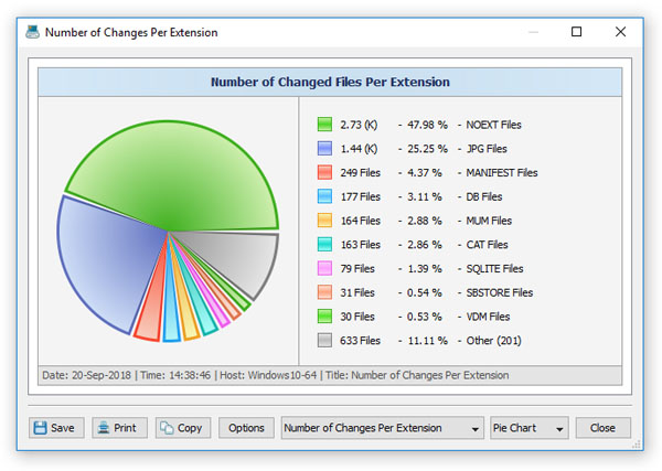 DiskPulse Server Pie Chart File Extensions